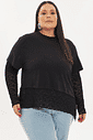 T-shirt Manga Longa Com Renda Brigitte Preto