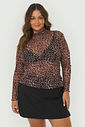 Blusa Manga Longa De Tule Savana Animal Print