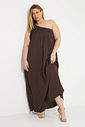 Vestido Longo Plissado Melissa Marrom