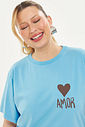 T-Shirt De Algodão Amor Azul
