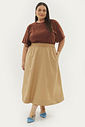 Saia Midi Algodão Carolina Camel