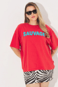 T-shirt Boxy Sauvage Vermelho T-shirt Boxy Sauvage Vermelho