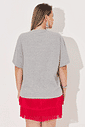 T-shirt Bordada Boxy Hello Cinza Mescla