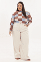Calça Pantalona De Sarja Ludmila Natural calça de sarja pantalona off white plus size