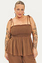 Blusa Peplum Linho Siena Marrom