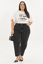 calça jeans de algodão modelagem mom plus size