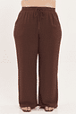Calça Pantalona Linho Chloe Marrom Calça Pantalona Linho Chloe Marrom