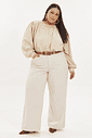 Calça Pantalona De Sarja Ludmila Natural calça de sarja pantalona off white plus size