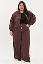Calça Reta De Sarja Olga Marrom