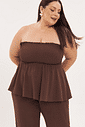 Blusa Peplum Chloe Marrom Blusa Peplum Chloe Marrom