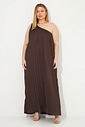 Vestido Longo Plissado Melissa Marrom