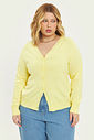 Cardigan Leve Tricô Bella Amarelo Manteiga