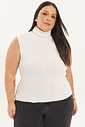 Regata Gola Alta Tricô Monalisa Off-white regata de tricô plus size