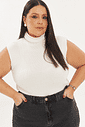 Regata Gola Alta Tricô Monalisa Off-white regata de tricô plus size