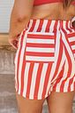 Short Sarja Olivia Listrado Vermelho