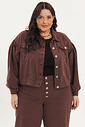 jaqueta de sarja plus size marrom