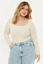 Body Manga Longa Jolie Creme Body Manga Longa Jolie Creme