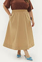 Saia Midi Algodão Carolina Camel