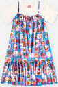 Vestido Infantil Menina com Tule Estampado de Cachorrinhos