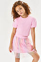 Conjunto Infantil Menina Blusa Cropped E Saia Em Tule Rosa Cinti Conjunto Infantil Menina Blusa Cropped E Saia Em Tule Rosa Cinti