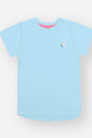 Blusa Infantil em Meia Malha – Camiseta Menina Verão Lisa com Detalhe Delicado AZUL AURA