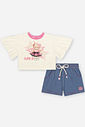 Conjunto Infantil Menina Ursa CUTE Jeans Médio Mundo Cinti