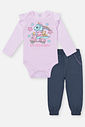 Conjunto Bebê Menina Body Dinossauro E Calça Lilás Mundo Cinti