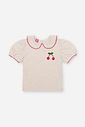 Conjunto Infantil com Blusa Gola Boneca e Saia Shorts em Moletinho Waffle Linho – Look Menina Verão OFF WHITE