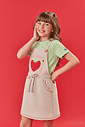 Conjunto Infantil Menina Blusa E Salopete Strawberry Verde E Off White Cinti