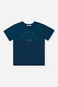 Conjunto Infantil Camiseta Bordada Marte e Bermuda de Moletom Linho