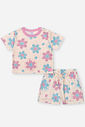 Conjunto Bebê Menina Floral em Cotton Linho – Blusa e Shorts Delicados Cinti Baby OFF WHITE