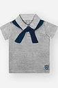 Conjunto Infantil Esportivo Clássico com Camisa Polo Lenço e Bermuda em Moletom Piquet MESCLA MEDIO/AZ MARINHO