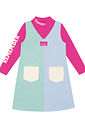 Jardineira Color Block E Blusa Rosa, Verde E Azul CTV