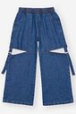 Calça Wide Leg Infantil Menina com Recorte Jeans CTV