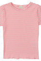 Blusa Infantil Cropped Listrada com Frufru Rosa Blusa Infantil Cropped Listrada com Frufru Rosa
