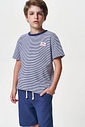 Conjunto Menino Menino Camiseta Listrada e Bermuda Marinho