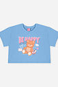 Conjunto Infantil Menina Blusa Boxy Ursinho e Short Azul
