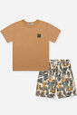 Conjunto Infantil Menino Camiseta e Bermuda Estampa Savana Belga