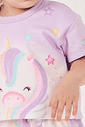 Conjunto Bebê Menina Blusa E Saia-Short Unicórnio Lilás Cinti