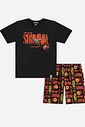 Conjunto Menino Camiseta Velociraptor e Bermuda Preto