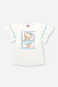 Conjunto Infantil com Blusa 100% Algodão e Ciclista em Cotton – Look Menina Verão com Strass NATURAL/AZ PORCELANA