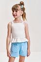 Conjunto Infantil com Regata Boxy em Cotton e Shorts em Moletinho – Look Menina Verão com Algodão NATURAL/AZ PORCELANA