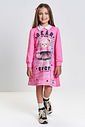 Vestido Infantil Rosa Estampa Ursinha e Estrelas – Vestido Menina de Inverno Mundo Cinti