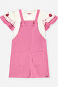 Conjunto Infantil Menina Blusa Morango com Babados e Jardineira