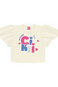 Conjunto Infantil Menina Blusa Cropped E Short-Saia Natural E Rosa Cinti