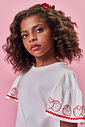 Conjunto Infantil Menina Blusa Morangos e Short-Saia com Glitter