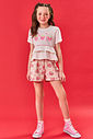 Conjunto Infantil Menina Blusa E Short Strawberry Natural E Rosa Cinti