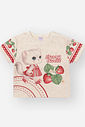 Conjunto Bebê Menina Berry Sweet em Moletom Linho – Blusa e Shorts Infantil com Estampa de Gatinha e OFF WHITE