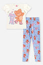 Conjunto Infantil Menina Blusa de Ursinha Awsome e Legging Estampada