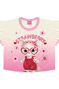 Conjunto Infantil Menina Blusa Cropped E Shorts-Saia Strawberry Off White E Rosa Cinti